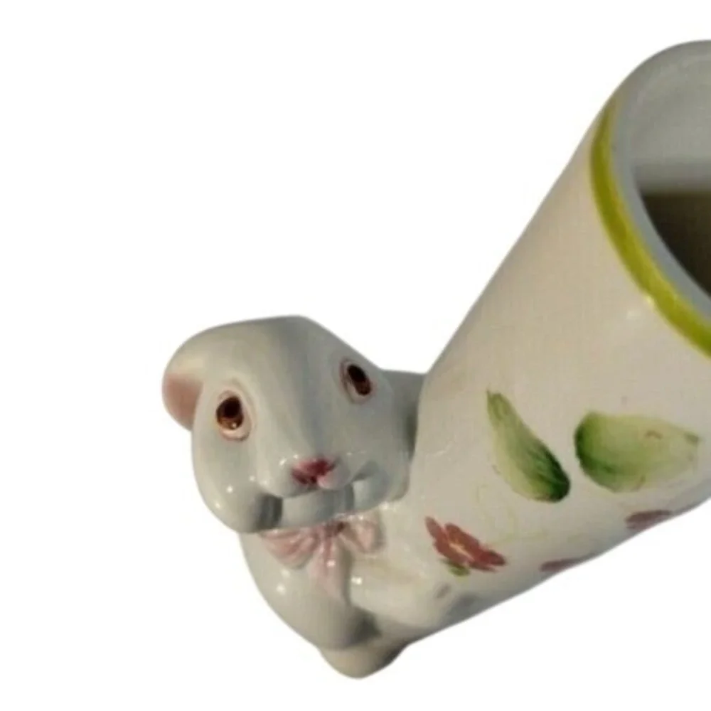 Vintage FTD Bunny Vase‎ Easter 1984 Ceramic Rabbit Floral Figurine